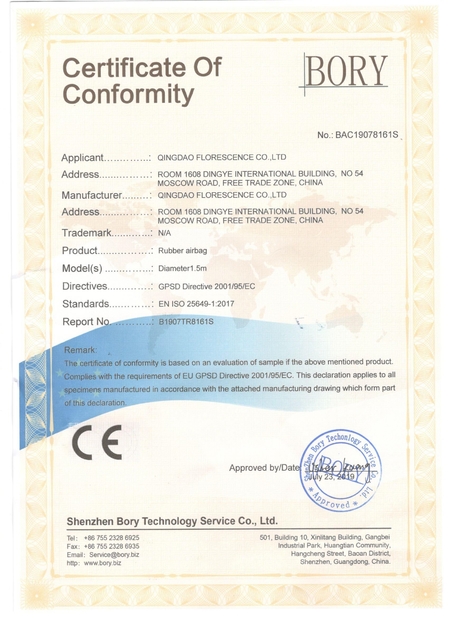 China Qingdao Florescence Marine Supply Co., LTD. Certificaciones